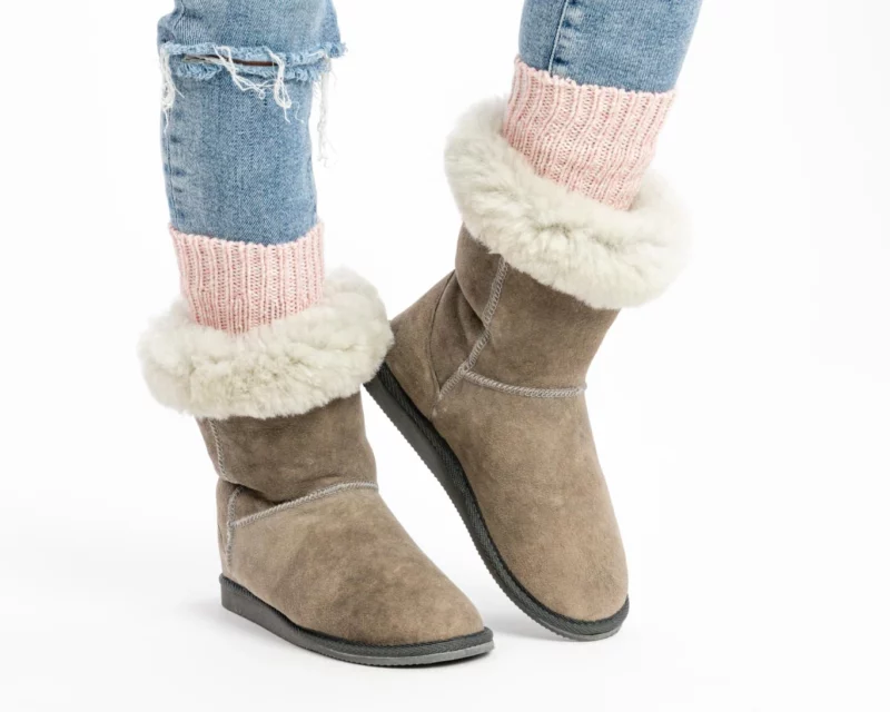 Leather Snow Boots – Ash Gray