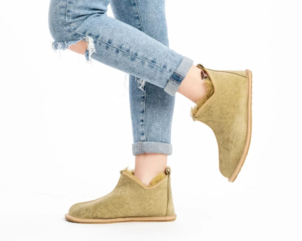 Sheepskin House Slippers – Olive 2