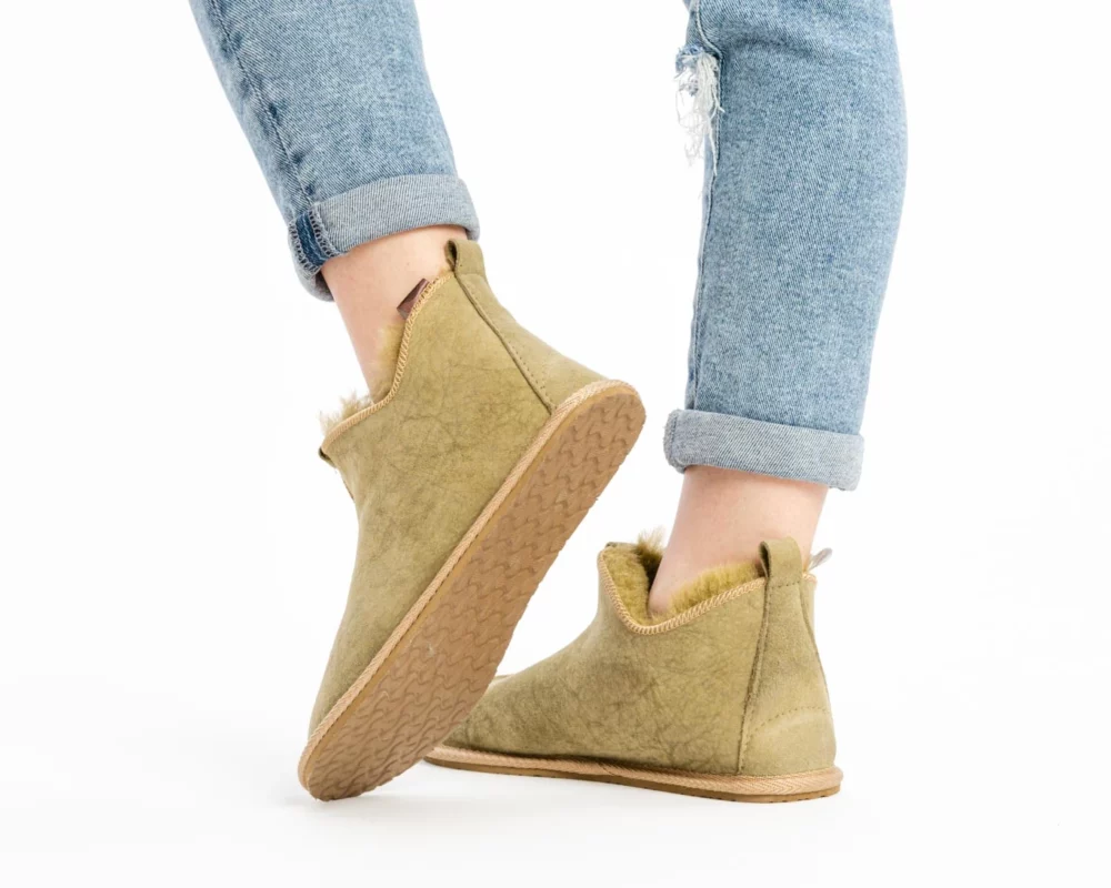 Sheepskin House Slippers – Olive 3