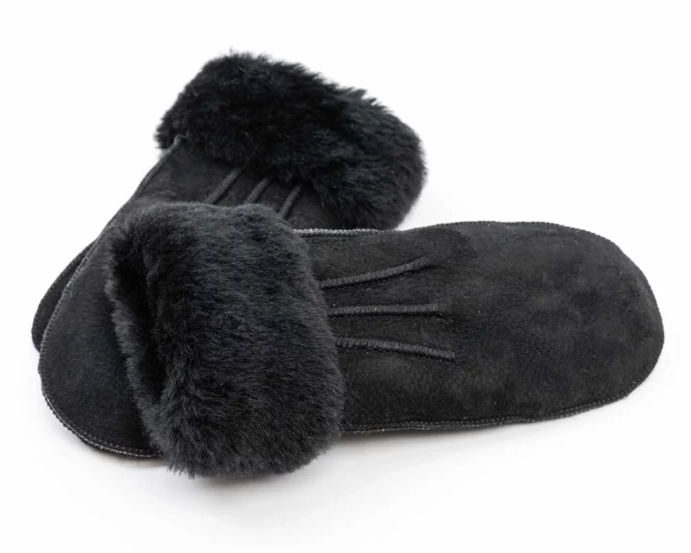 Sheepskin Mittens – Black 2