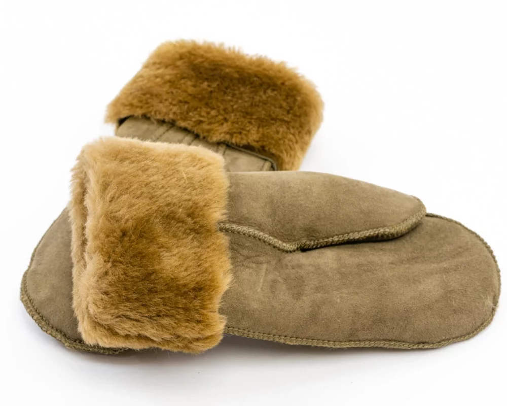 Sheepskin Mittens – Olive 2