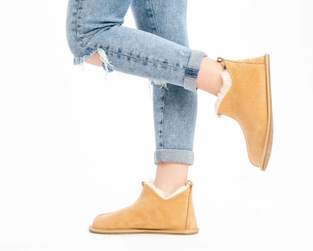 Warm Sheepskin Slippers Beige 2