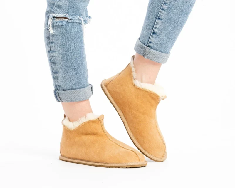 Warm Sheepskin Slippers Beige