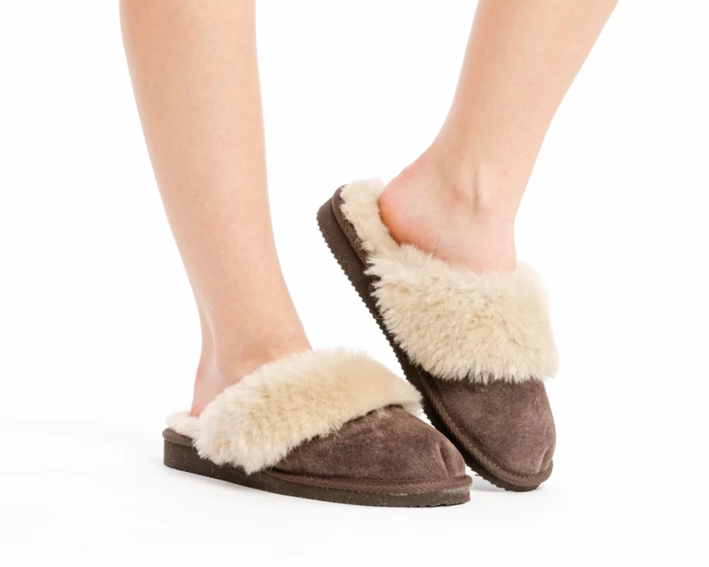 Women’s Leather Slippers – Brown