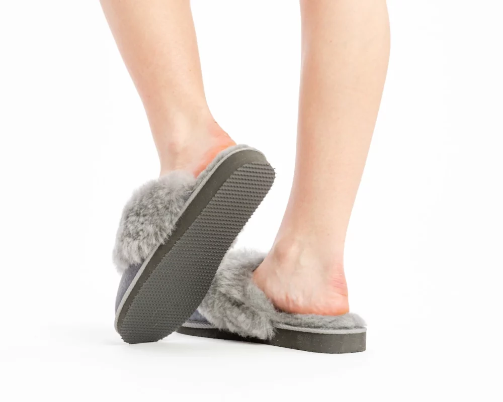 Women’s Leather Slippers – Gray 3