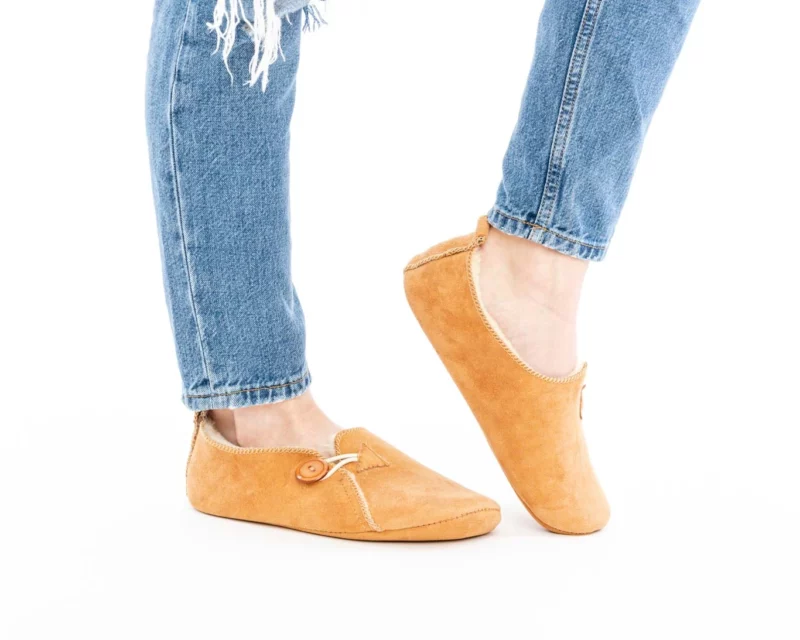 Men’s Leather Slippers – Beige