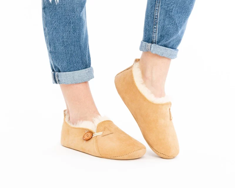 Men’s Leather Slippers – Light Beige