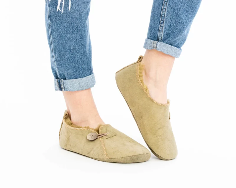 Men’s Leather Slippers – Olive