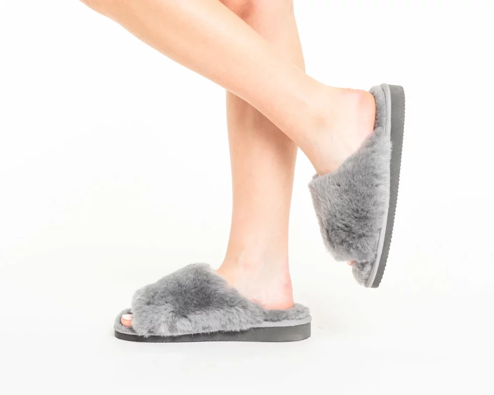 Warm Ladies Slippers – Gray 2