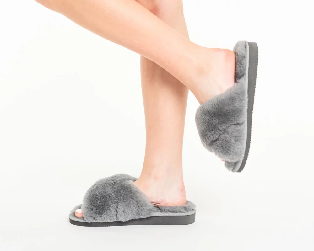 Woman’s Leather Slippers – Gray 2