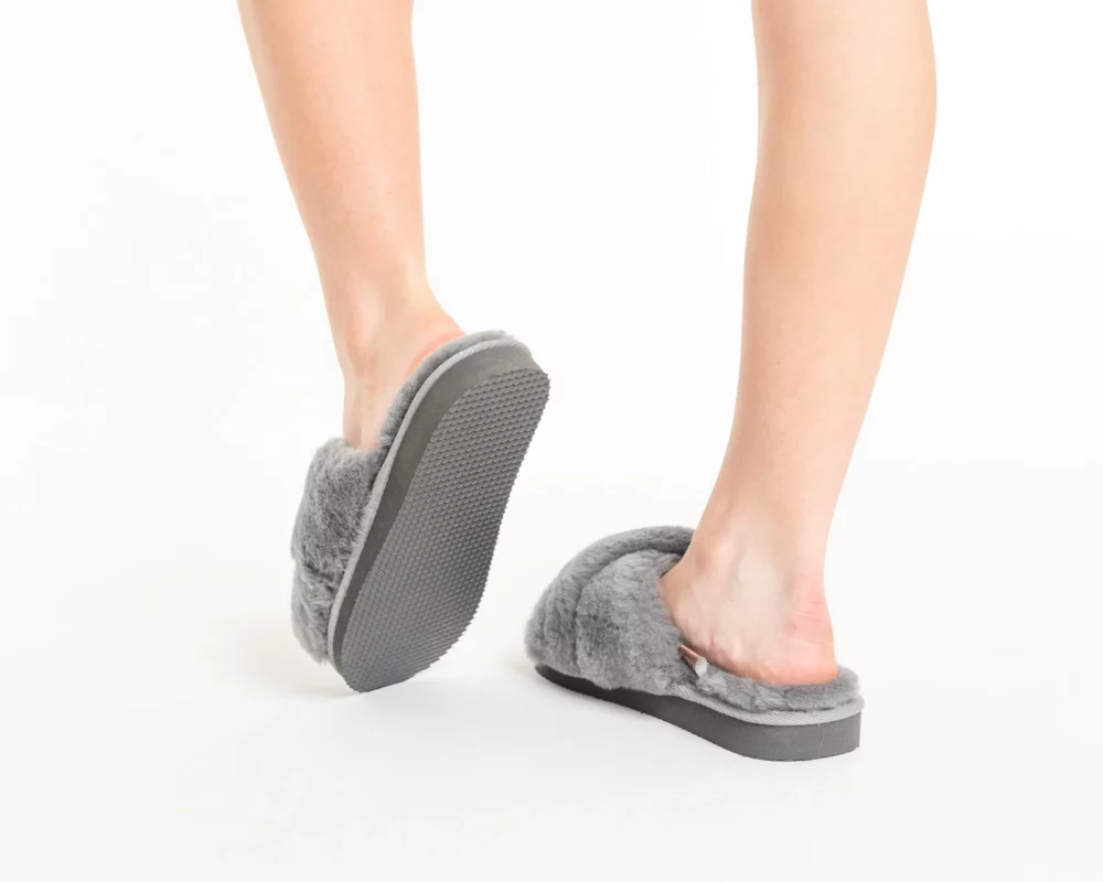 Woman’s Leather Slippers – Gray 3