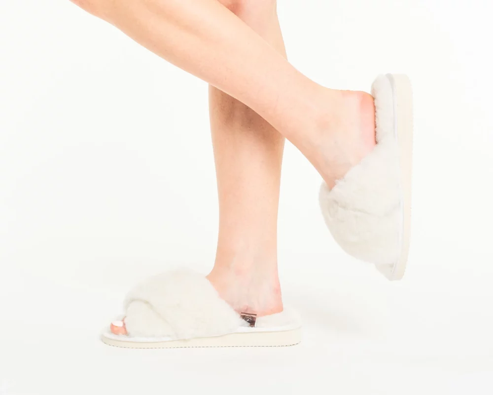 Women’s Leather Slippers – White 2