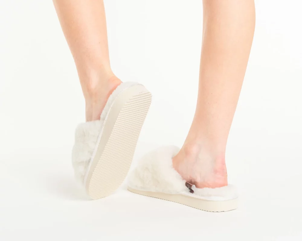 Women’s Leather Slippers – White 3