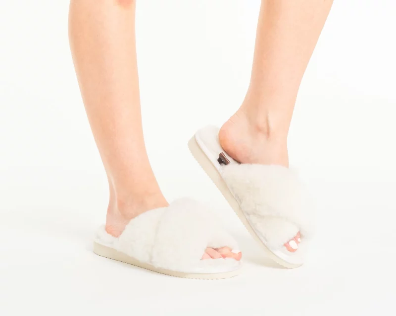 Women’s Leather Slippers – White