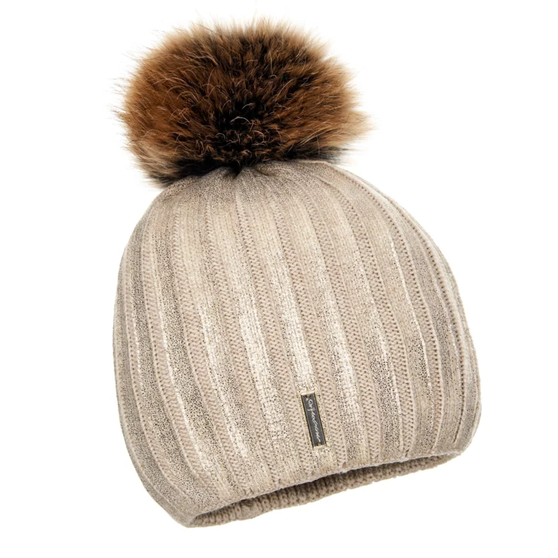 Beige Wool hat with Pom Pom Ⅱ
