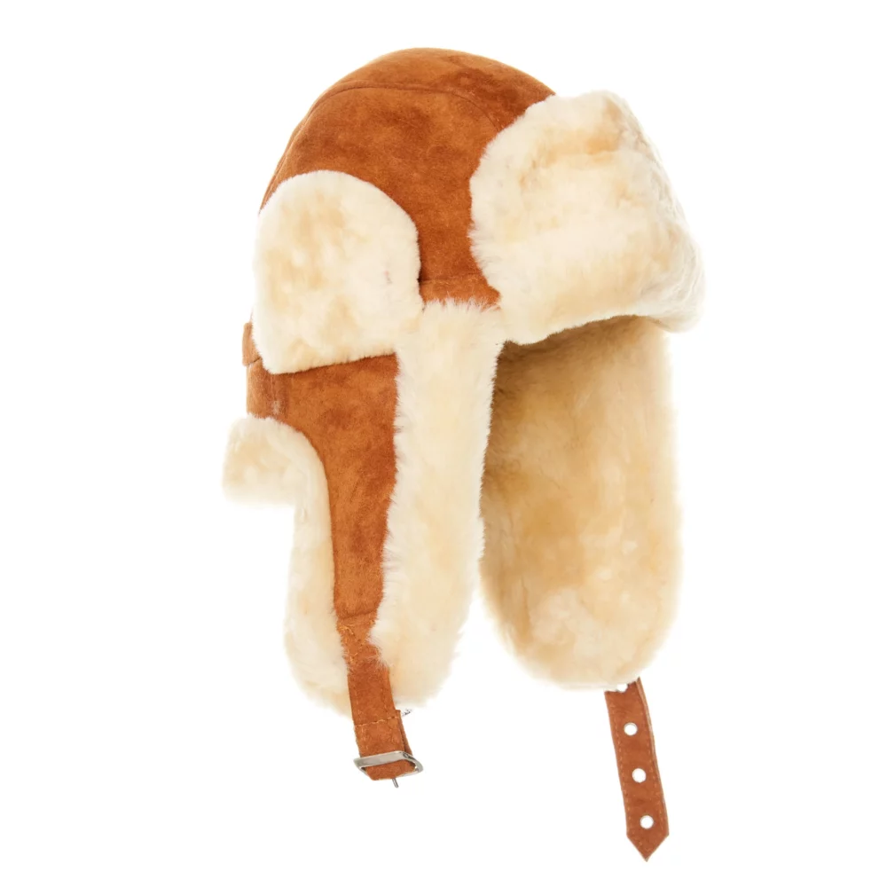 Beige aviator bomber hat