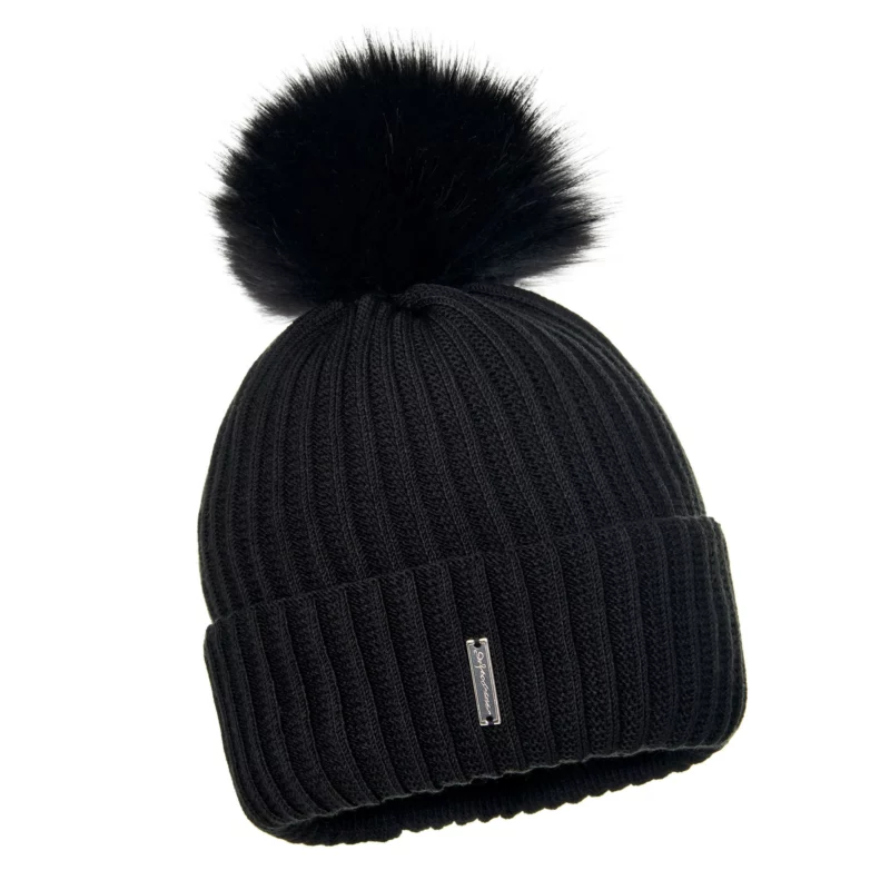 Black Wool Beanie with Pom Pom Ⅱ