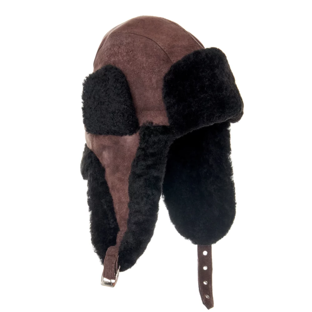 Black and brown aviator bomber hat