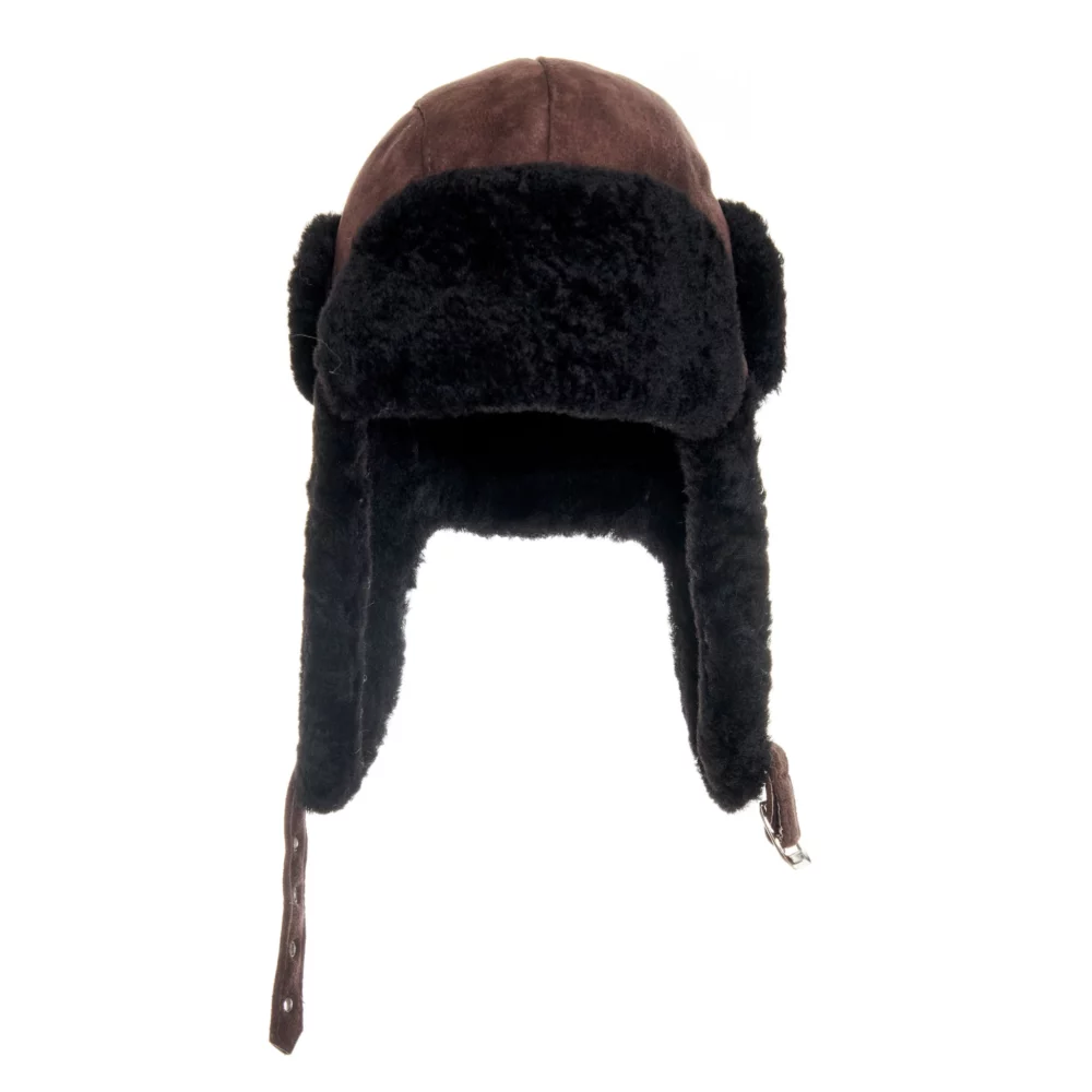 Black and brown aviator bomber hat 2