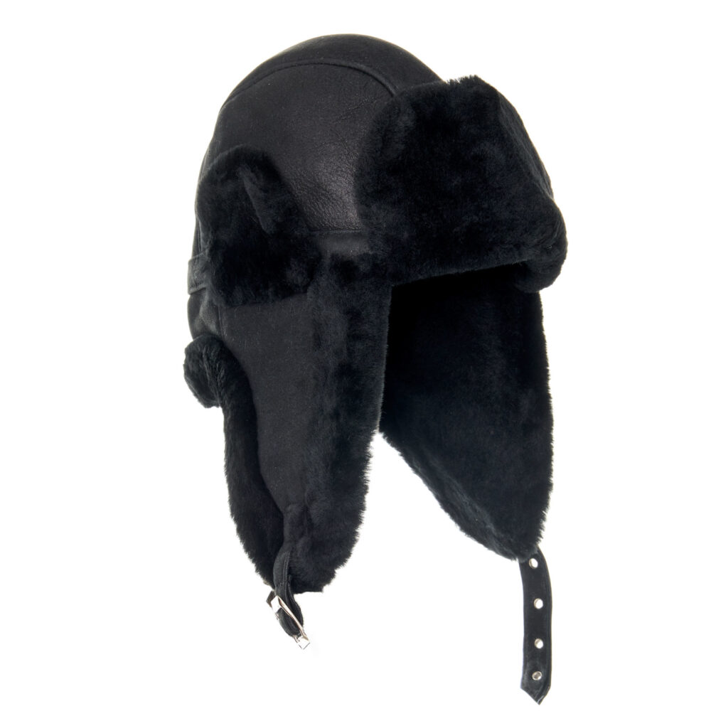 Black aviator bomber hat 2