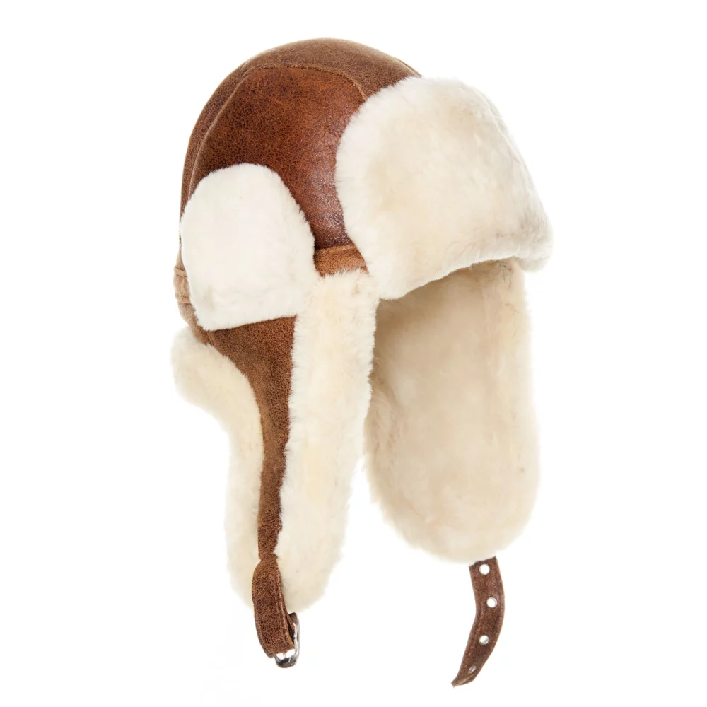 Brown aviator bomber hat