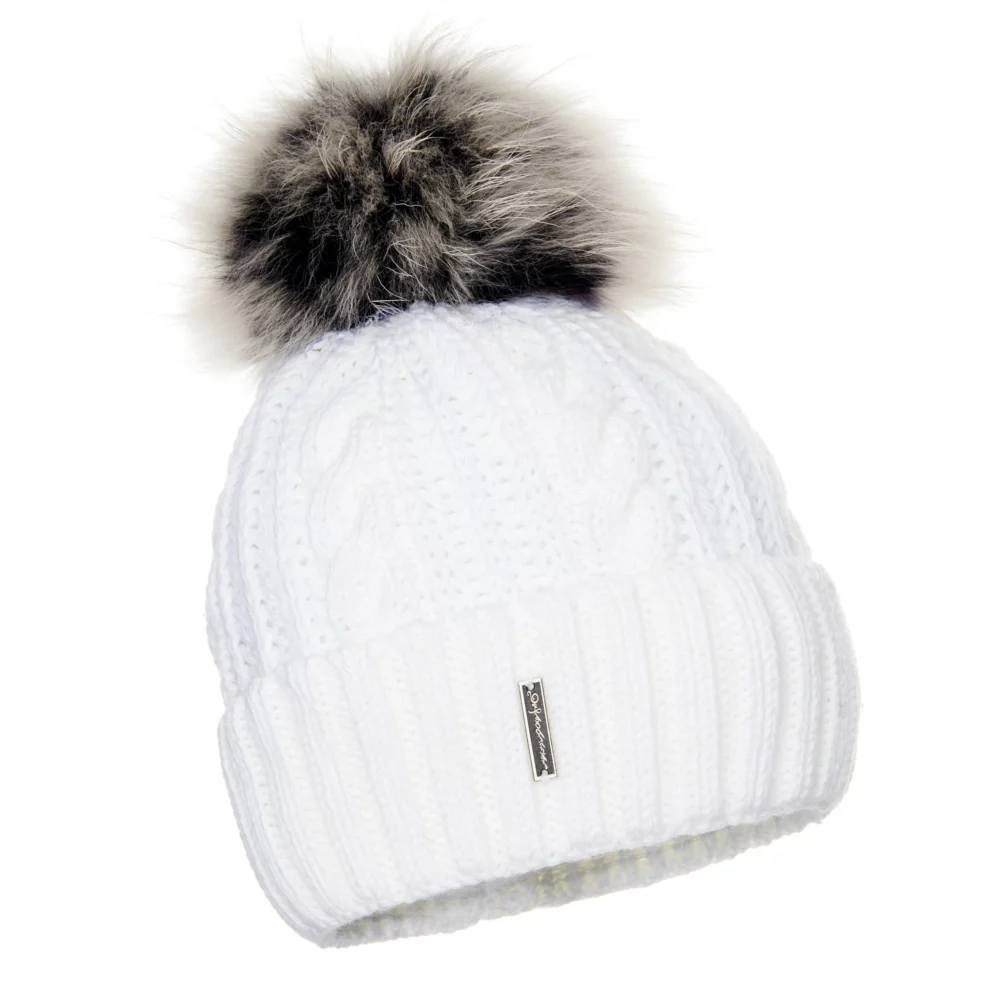 White Wool Beanie with Pom Pom