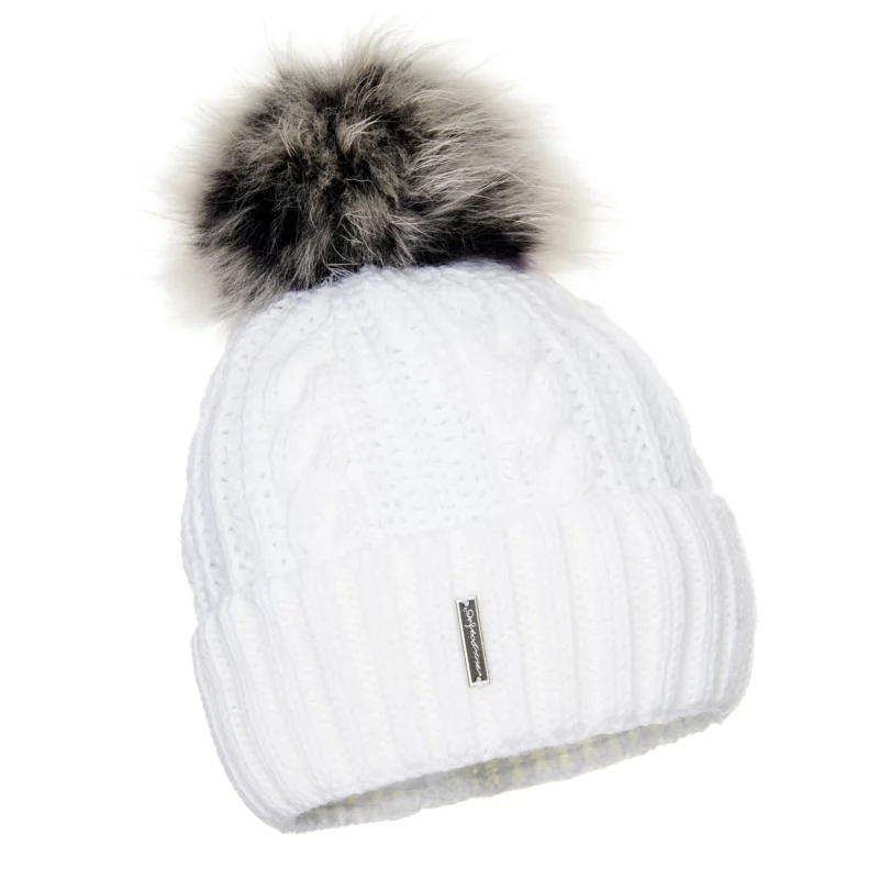 White Wool Beanie with Pom Pom
