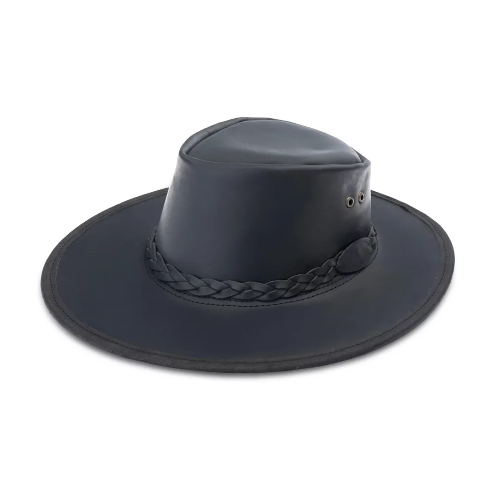 Black Full-Grain Leather Fedora 3