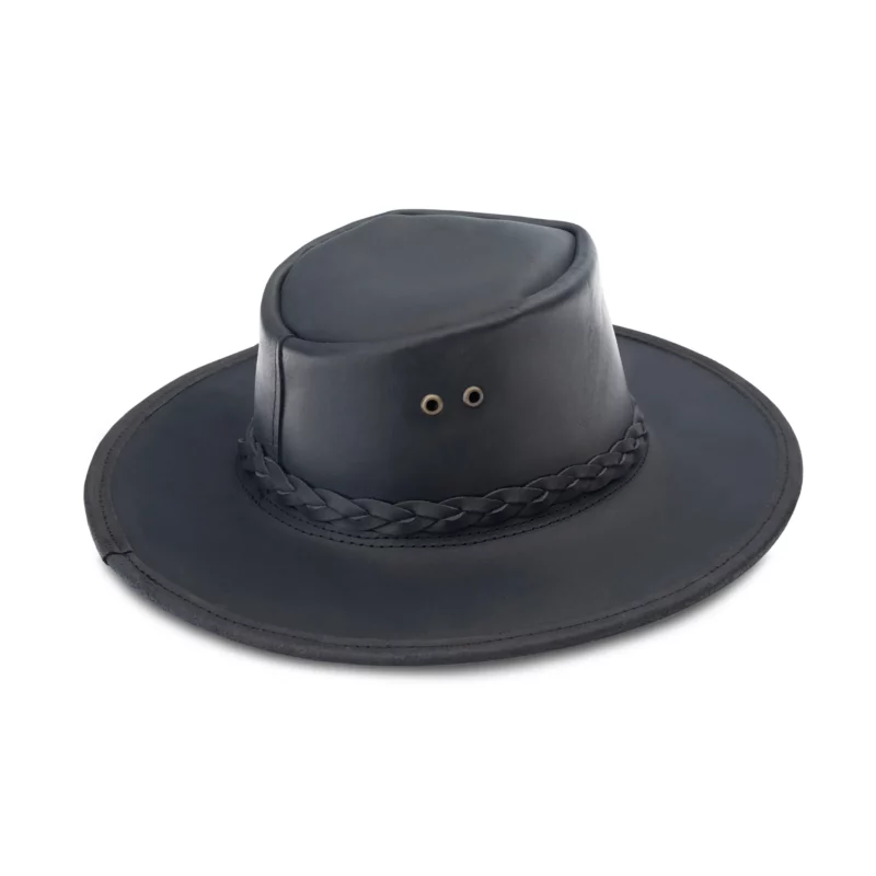 Black Full-Grain Leather Fedora