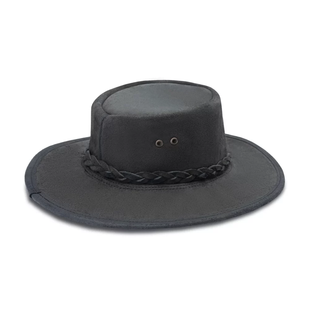 Black Suede Leather Fedora