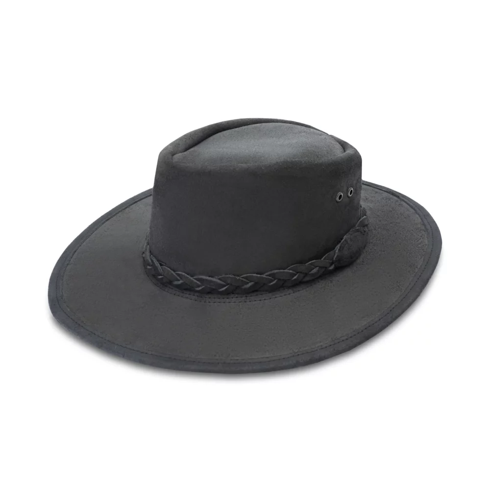 Black Suede Leather Fedora 2