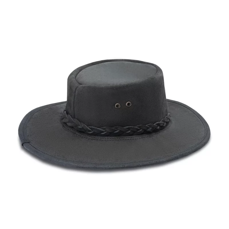 Black Suede Leather Fedora