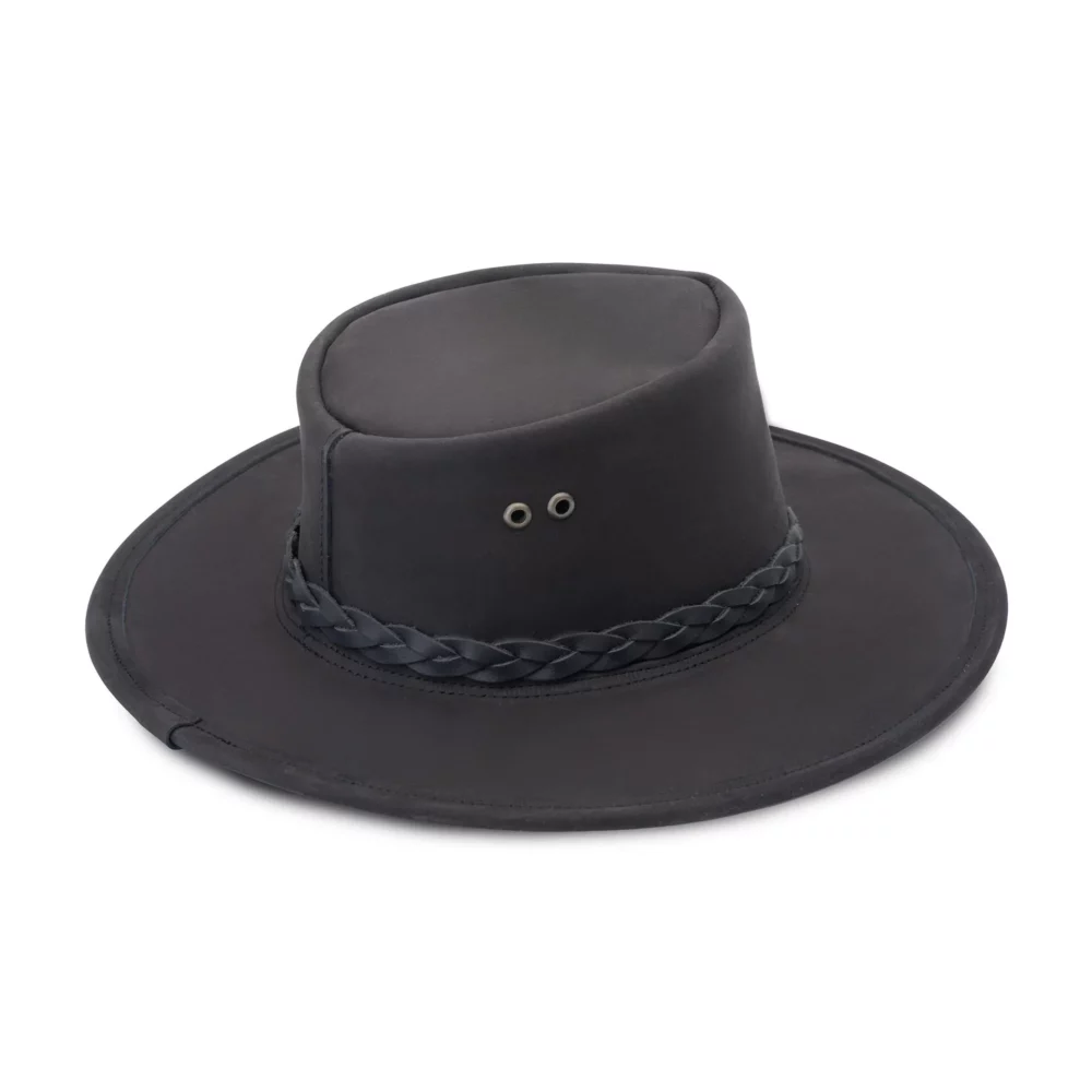 Black leather fedora