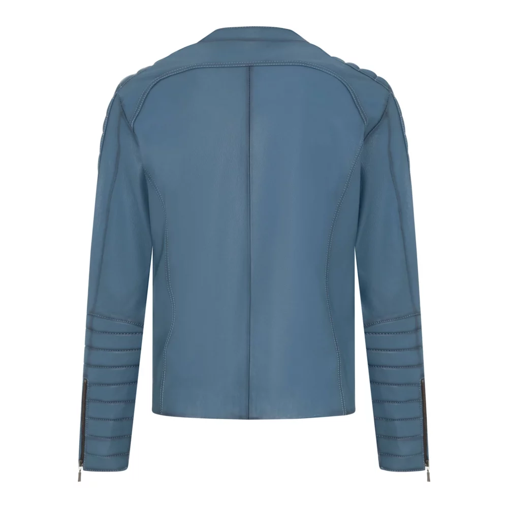 Blue men's leather jacket 2