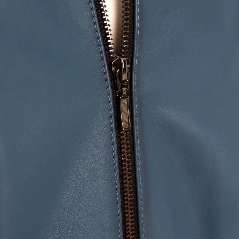 Blue men's leather jacket 3