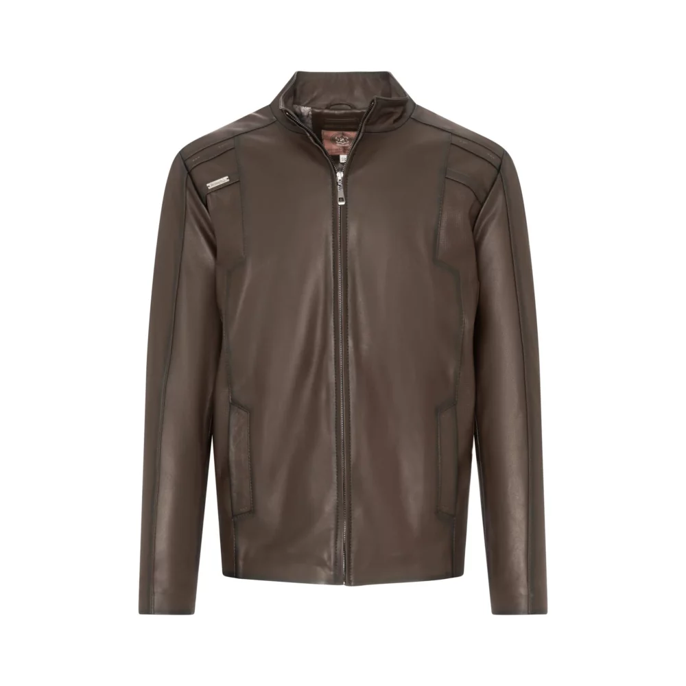 Brown men's leather jacket