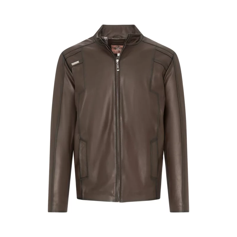 Brown men's leather jacket