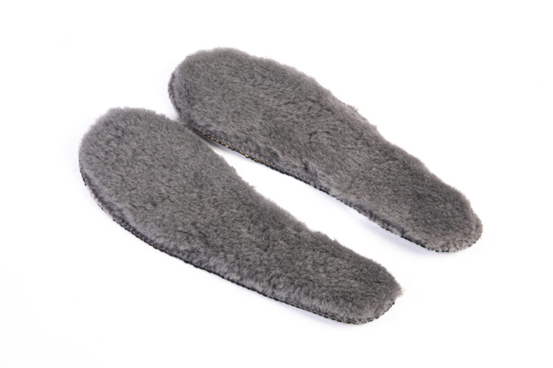 Gray sheepskin shoe inserts