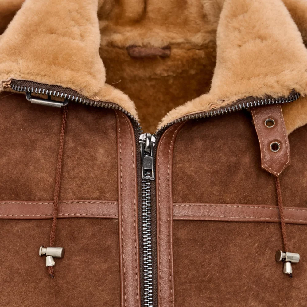Men's brown shearling coat - Borys 3