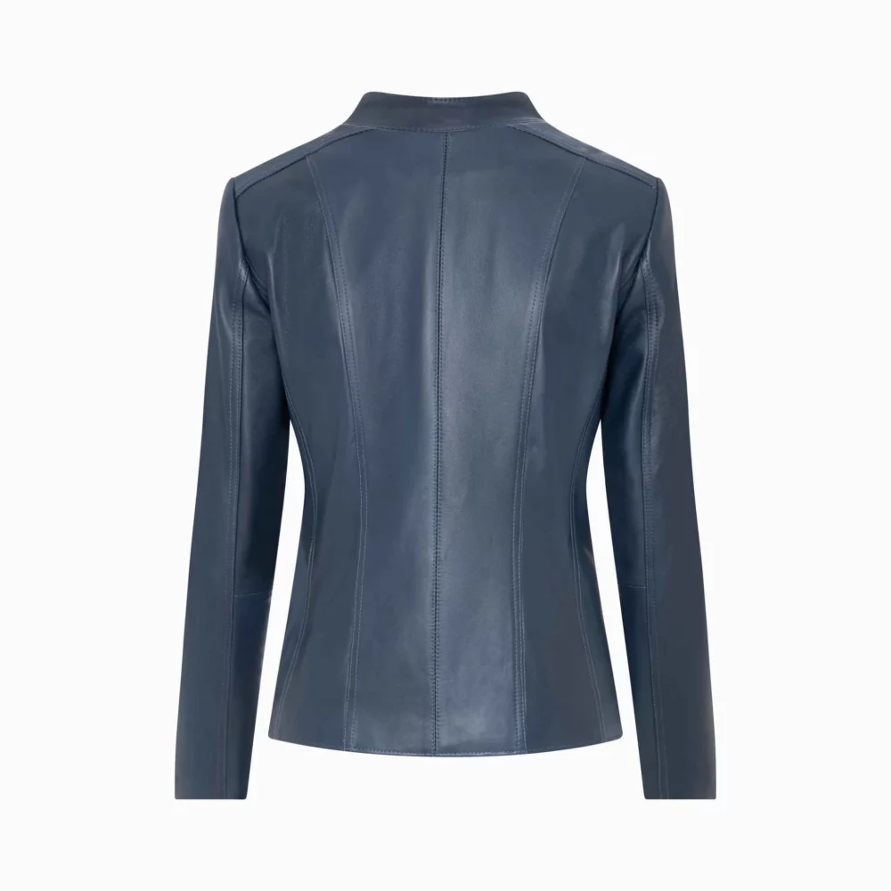 Navy blue women's leather jacket - Dora 2