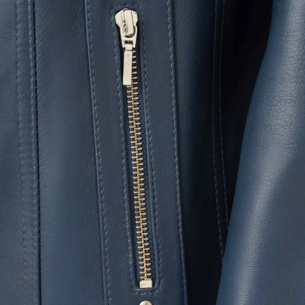 Navy blue women's leather jacket - Dora 3