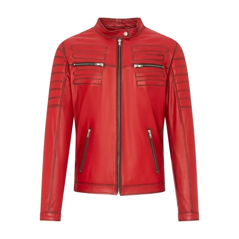 Red men's leather jacket