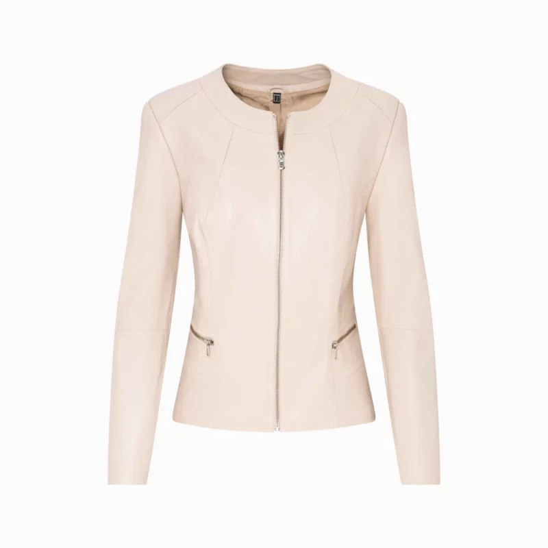 Women's Beige Leather Jacket - Chanel