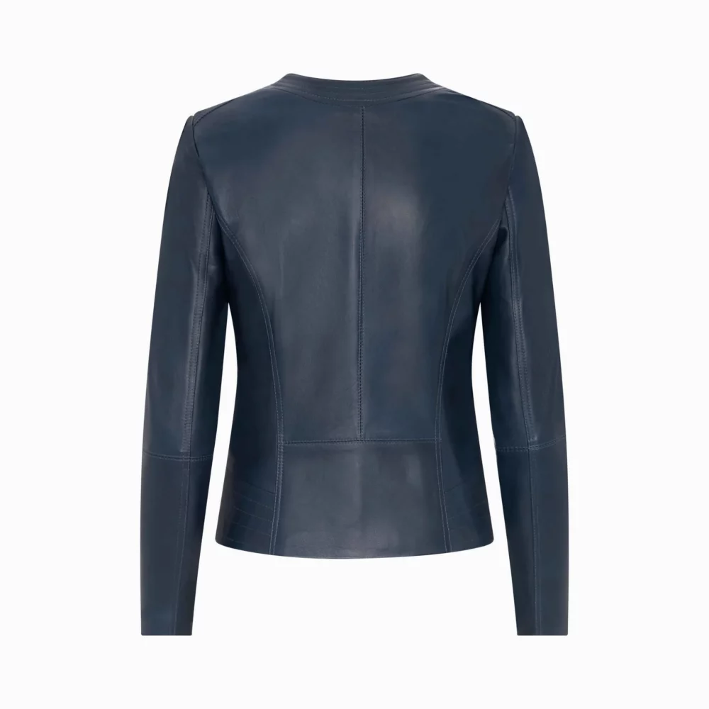 Women's navy blue leather jacket - Chanel