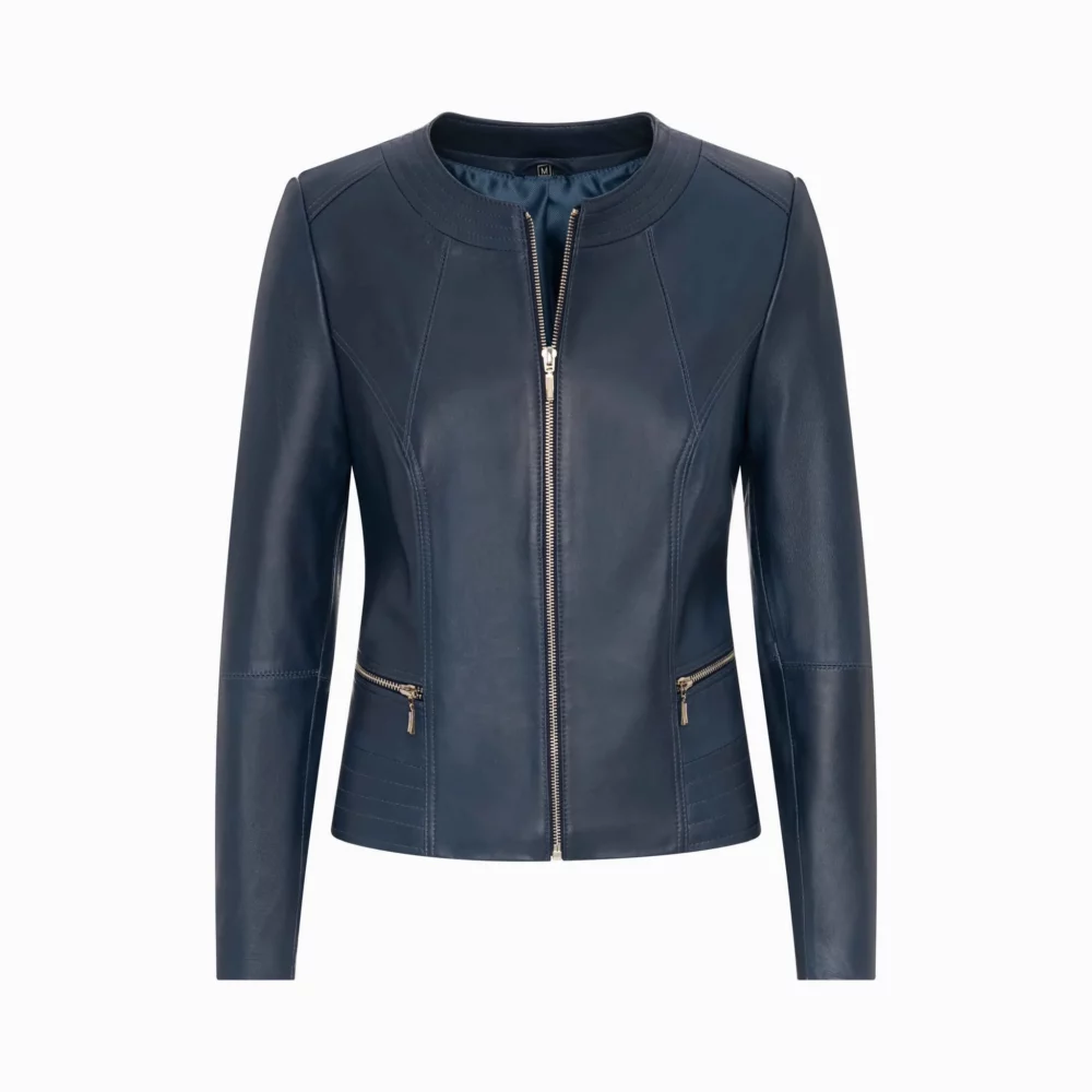 Women's navy blue leather jacket - Chanel 3