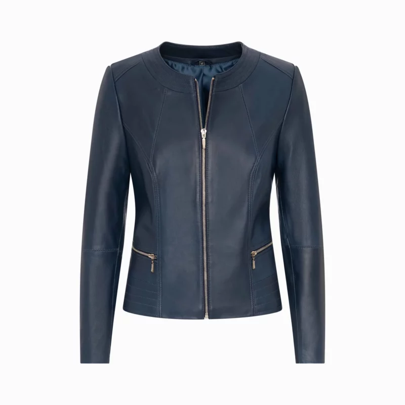 Women's navy blue leather jacket - Chanel 3