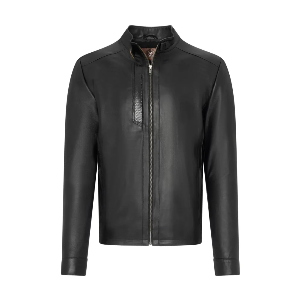 black men's leather jacket