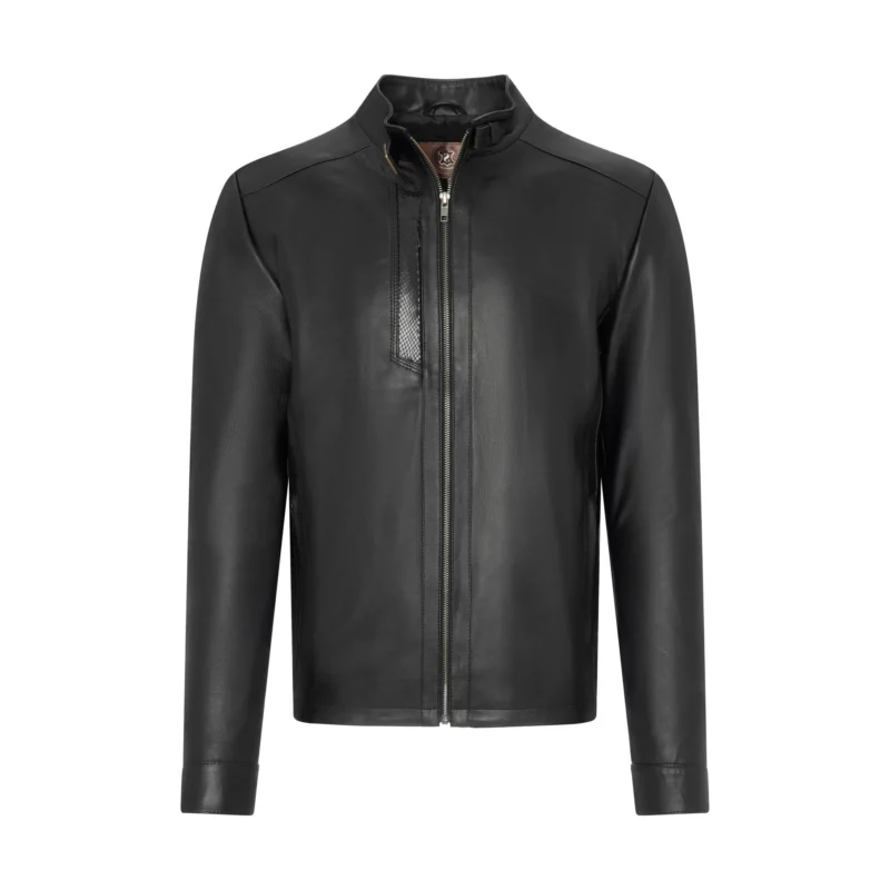 black men's leather jacket