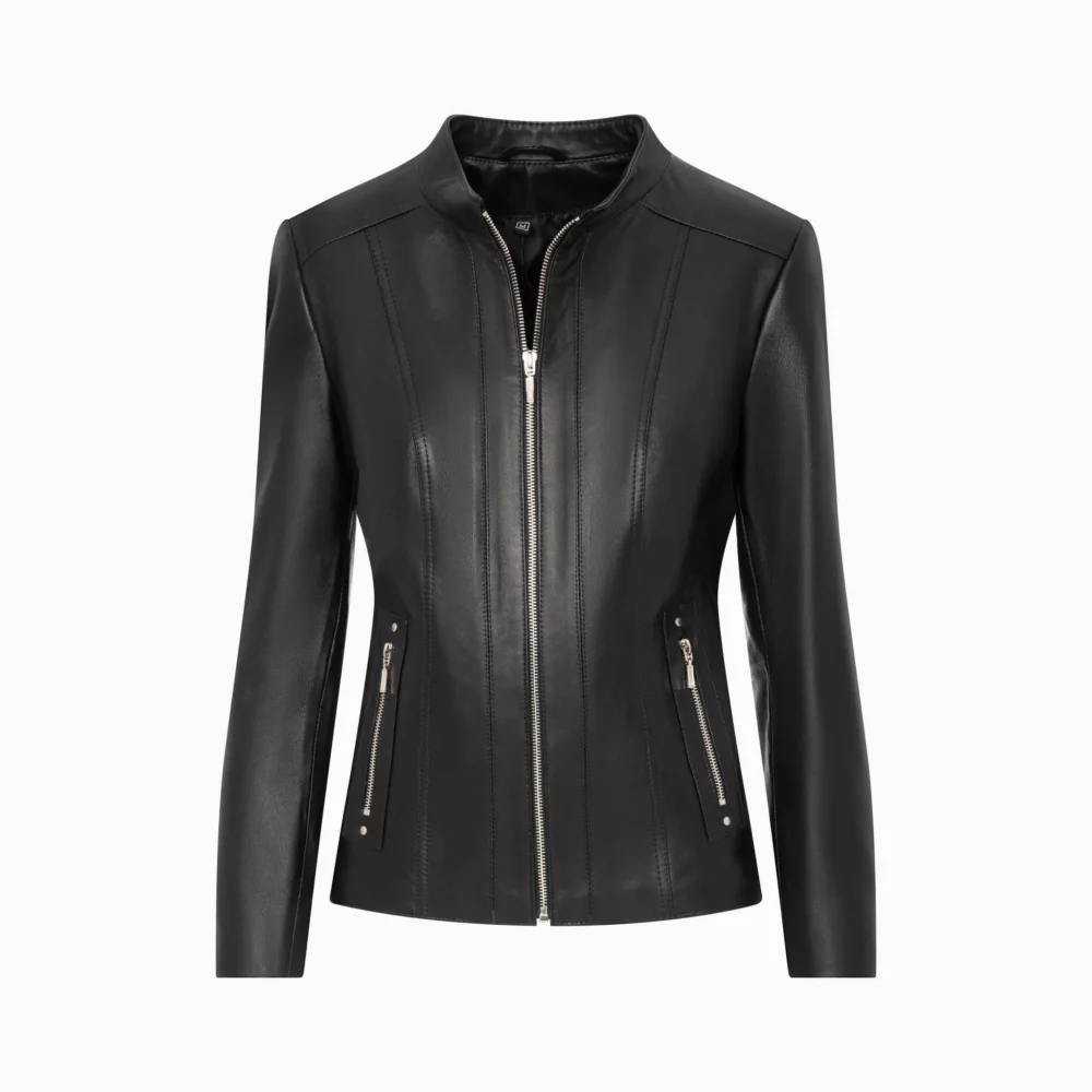 black women's leather jacket - Dora