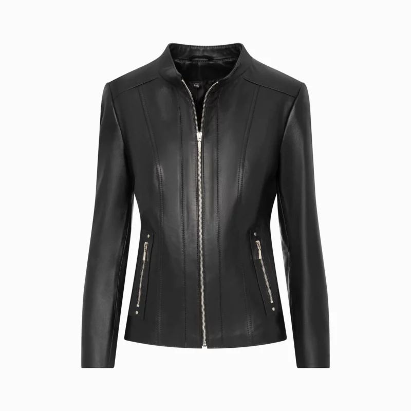 black women's leather jacket - Dora